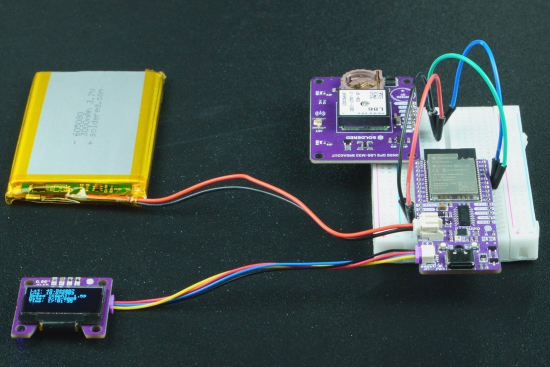 Tracker GPS portabil cu ESP32, modul GNSS L86-M33 și afișaj OLED