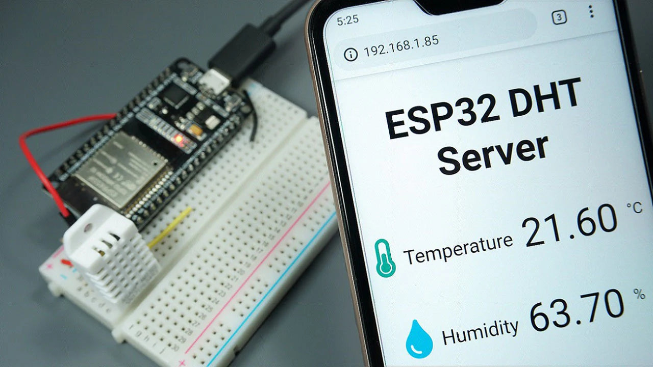 Stație meteo cu ESP32 și web server - temperatură și umiditate accesibile din orice browser