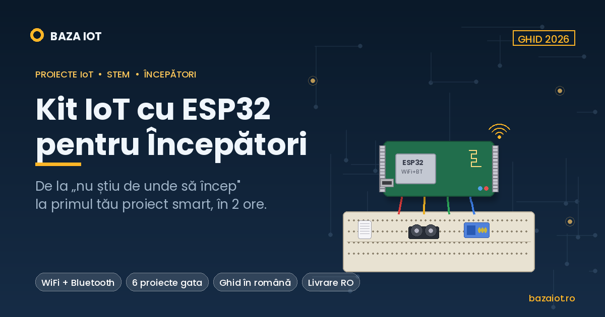 Kit IoT cu ESP32 pentru începători: ghid complet 2026 (proiecte STEM, livrare din România)