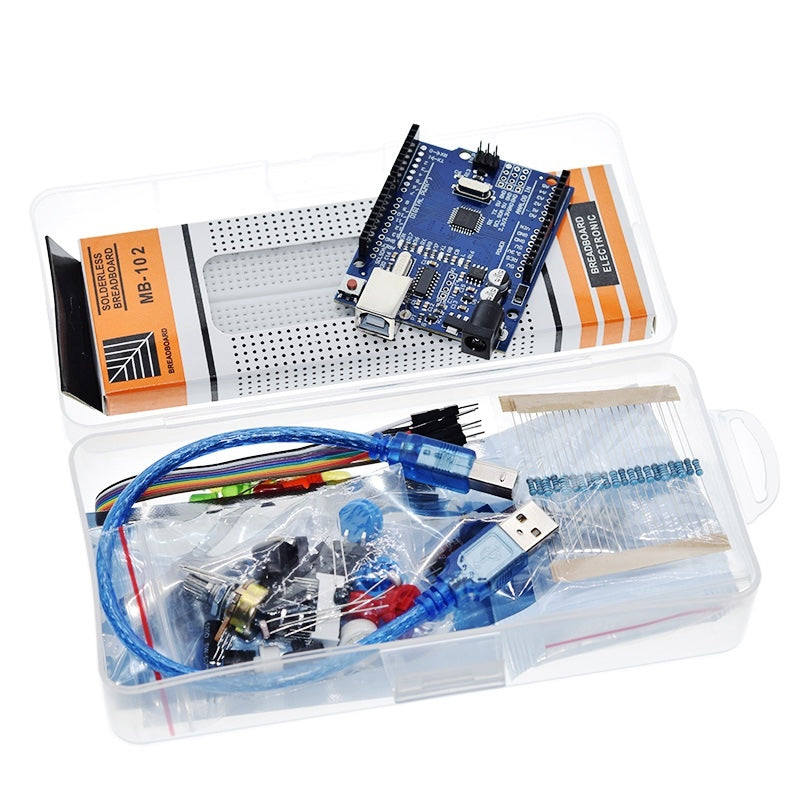 Kit Starter Arduino Uno R3 CH340 cu Senzori de Sunet, Apă și Distanță