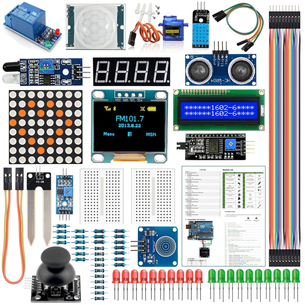 Kit 18 Module și Senzori pentru Arduino Uno R3 cu OLED 0.96 și LCD 1602