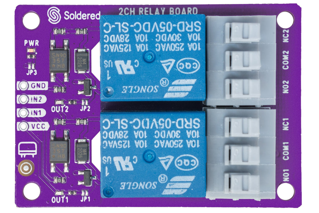 Modul Releu 2 Canale 250V 10A pentru Arduino, ESP32 și Raspberry Pi