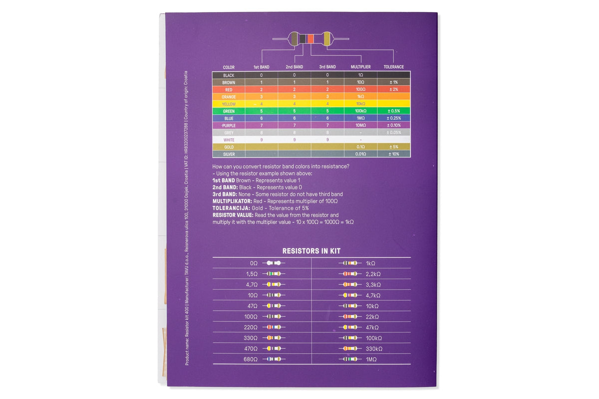 Set 400 Rezistențe 1/4W, 20 Valori x 20 Bucăți, Organizate pe Valori