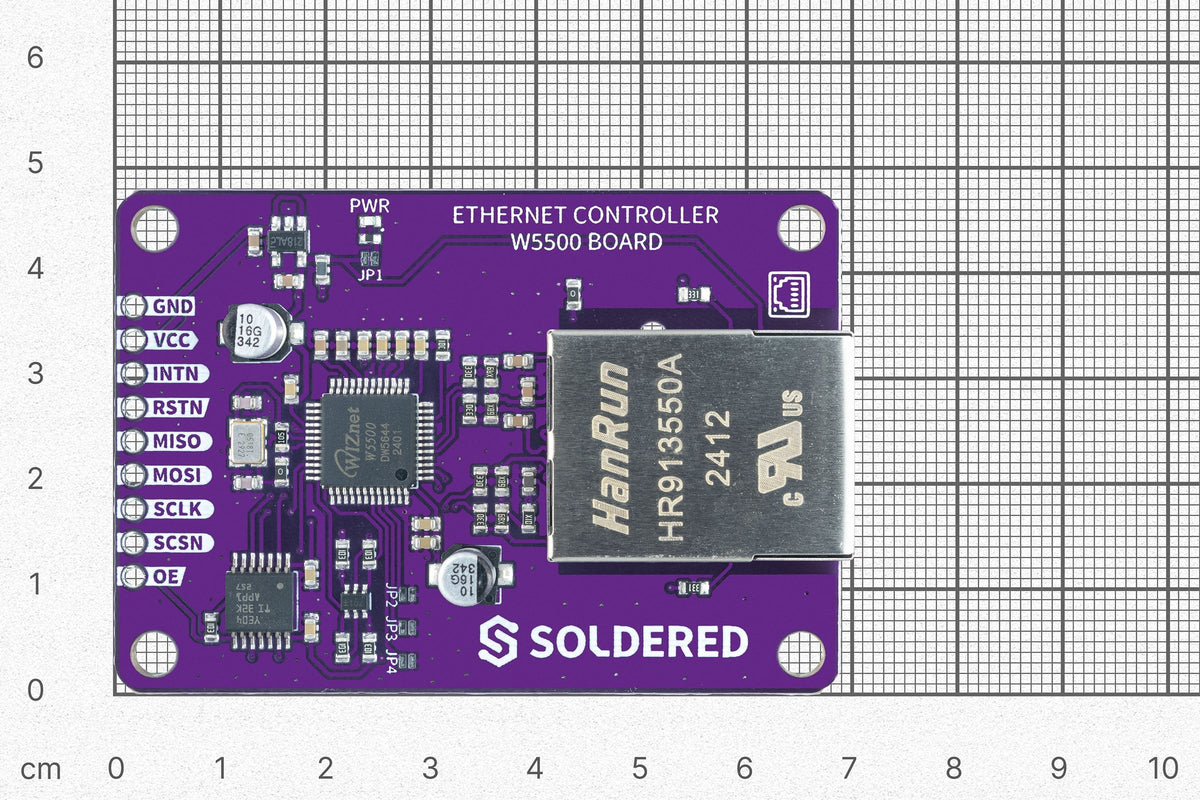 Modul W5500 conectat la o placa de dezvoltare
