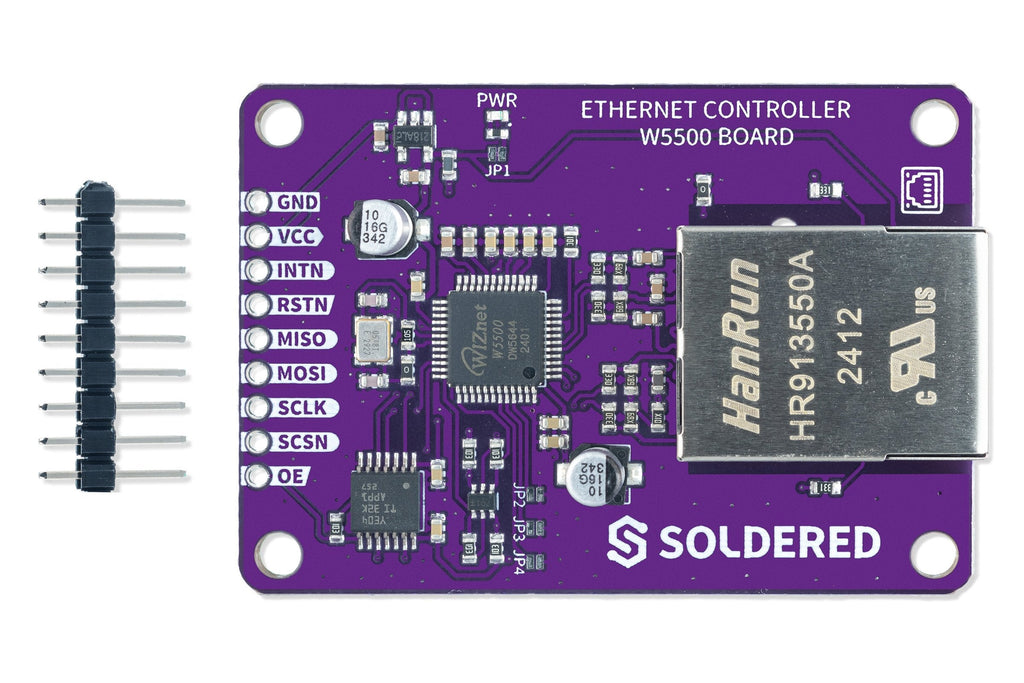 Modul W5500 vedere spate cu pini SPI