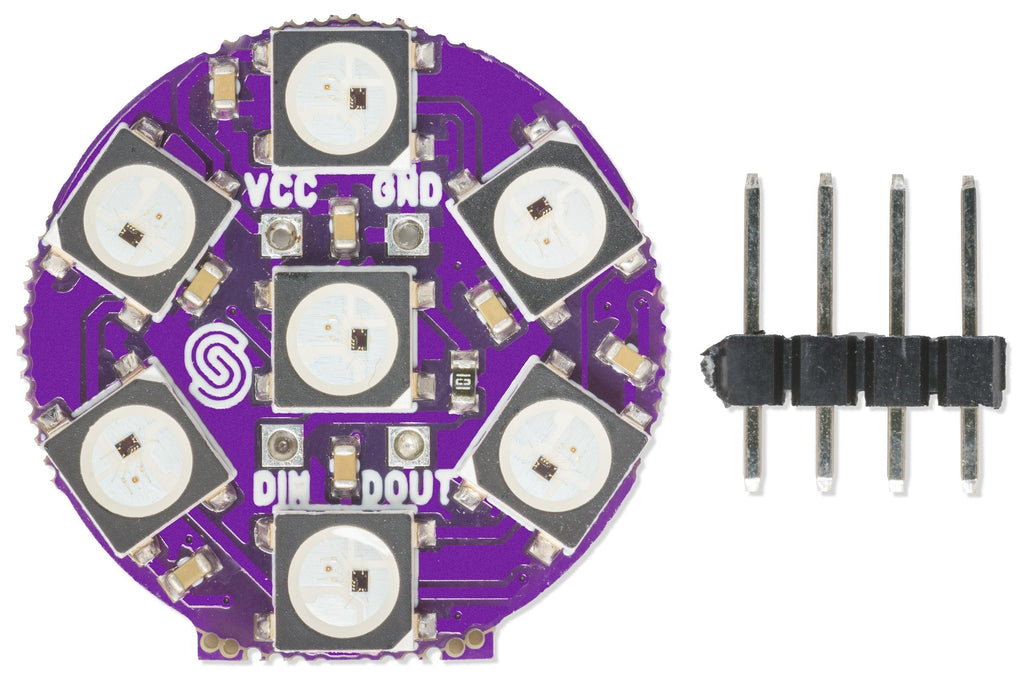 Inel LED Inteligent WS2812B cu 7 LED-uri RGB Adresabile
