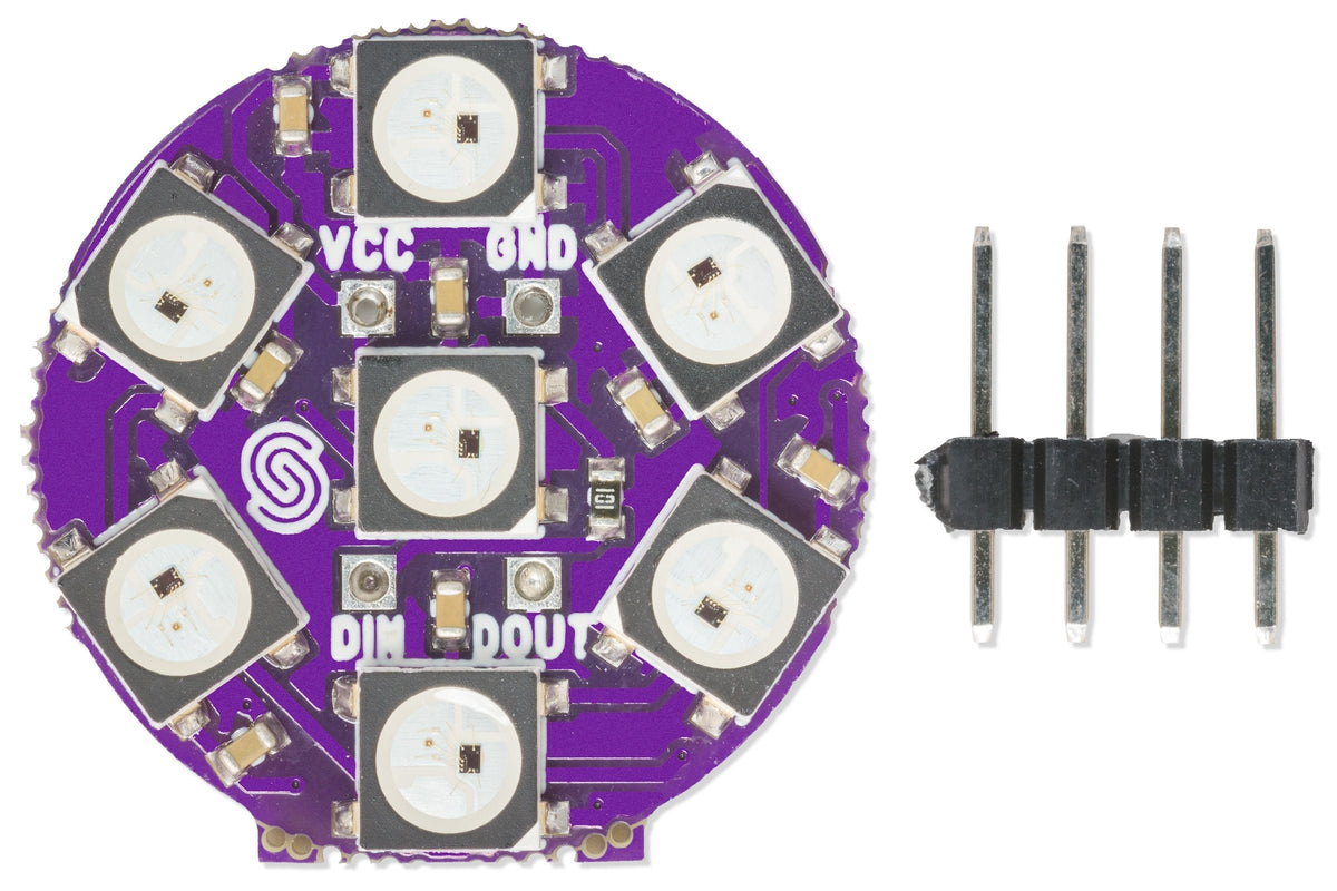 Inel LED Inteligent WS2812B cu 7 LED-uri RGB Adresabile