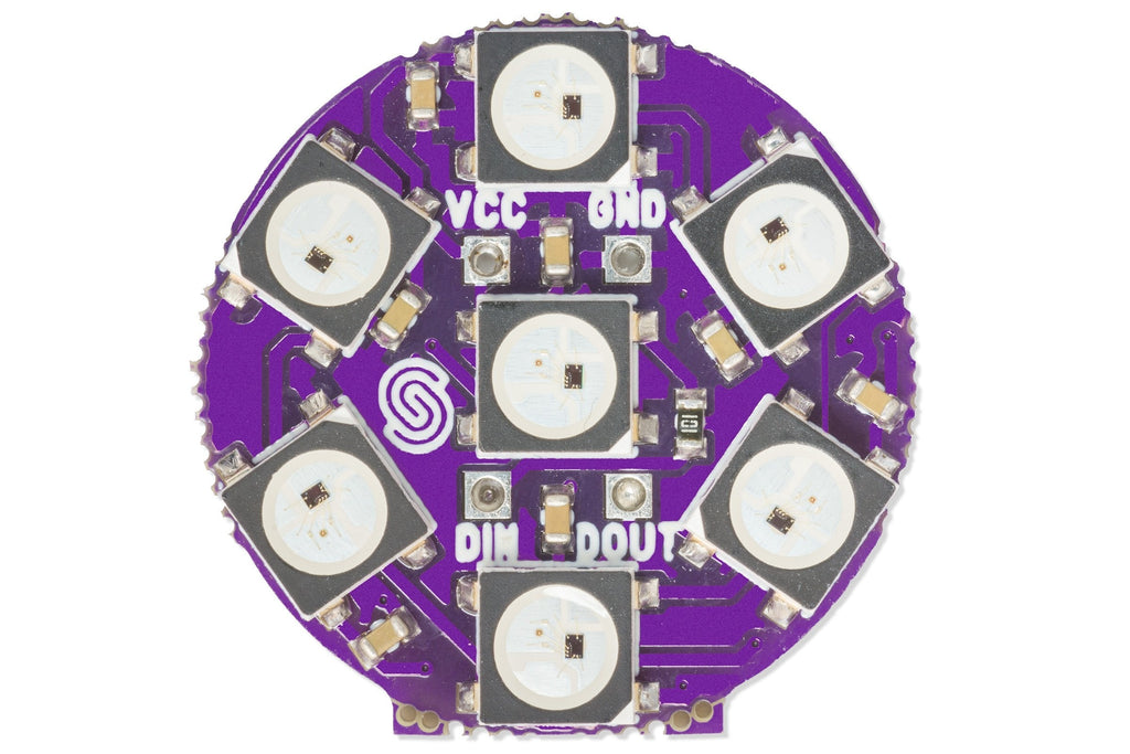 Inel LED Inteligent WS2812B cu 7 LED-uri RGB Adresabile