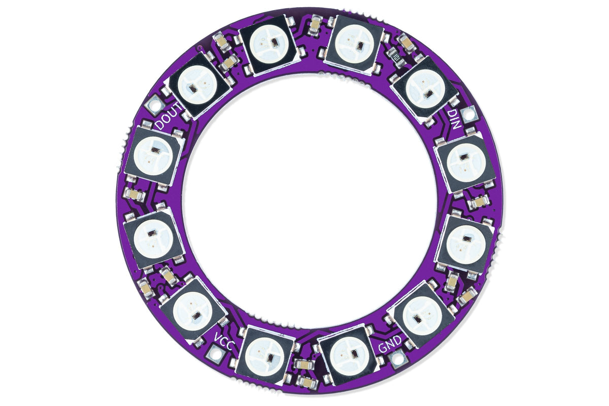 Inel LED Inteligent WS2812B cu 12 LED-uri RGB Adresabile