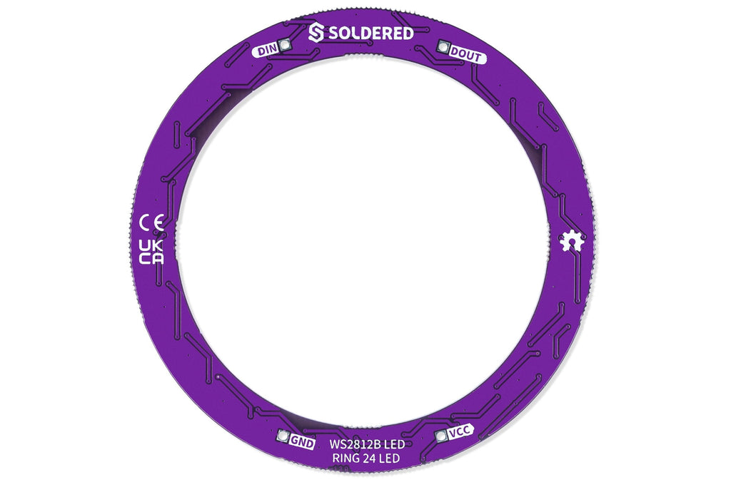 Inel LED Inteligent WS2812B cu 24 de LED-uri RGB Adresabile, 67 mm