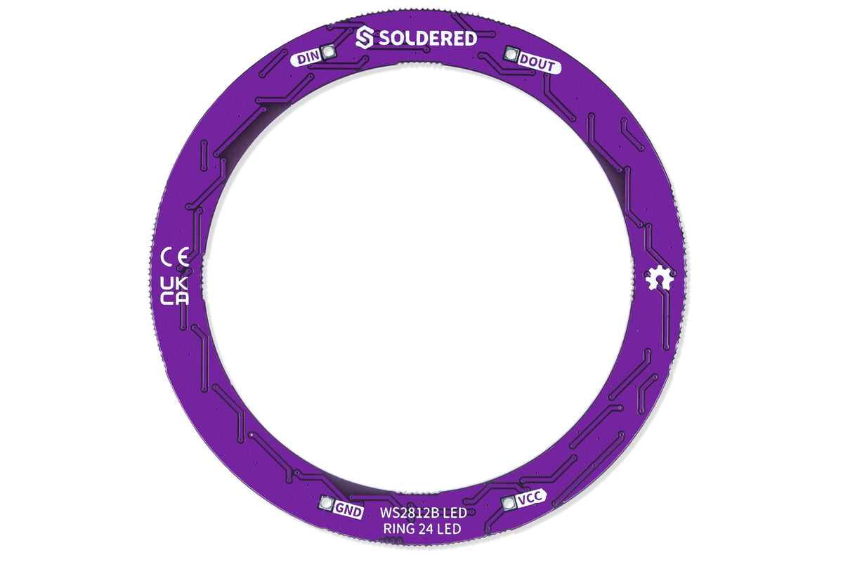 Inel LED Inteligent WS2812B cu 24 de LED-uri RGB Adresabile, 67 mm
