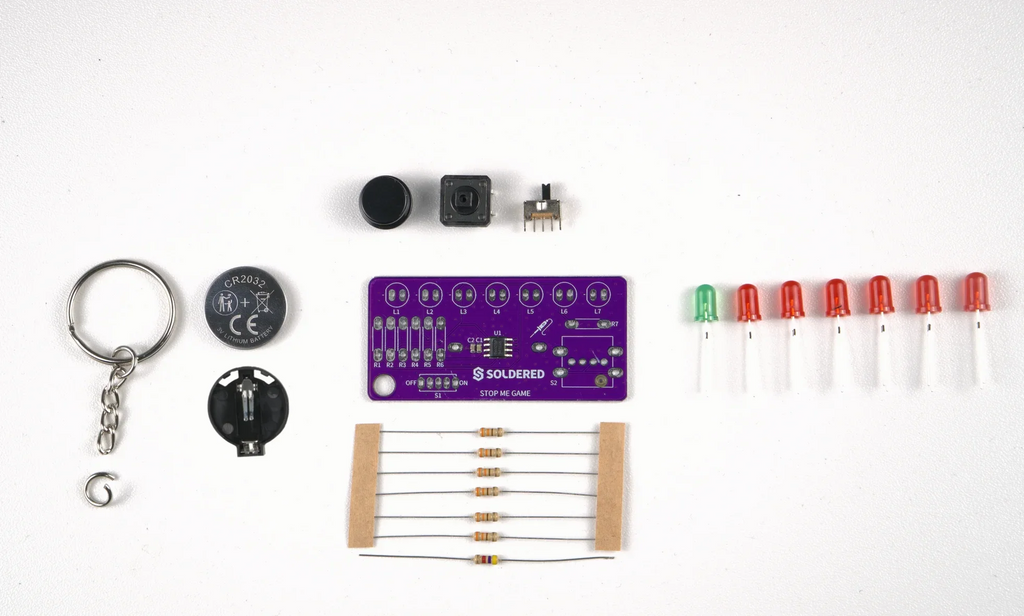 Kit de Lipit Joc Stop Me cu STM32C0, LED-uri și Breloc
