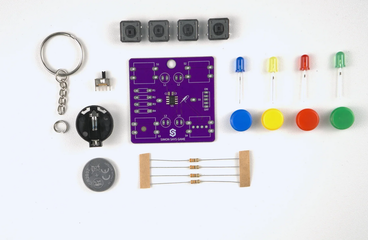 Kit de Lipit Joc Simon Says cu Microcontroler Preprogramat și Breloc
