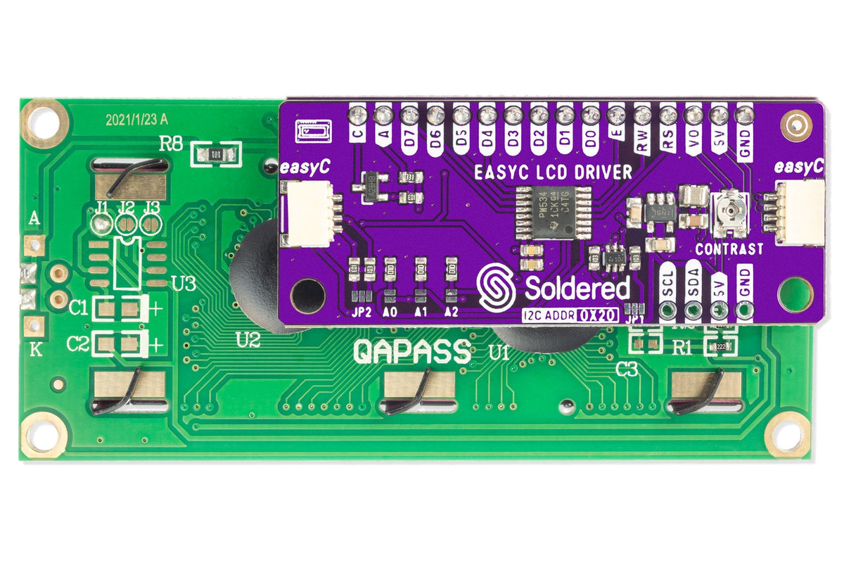 LCD 16x2 detaliu conector Qwiic