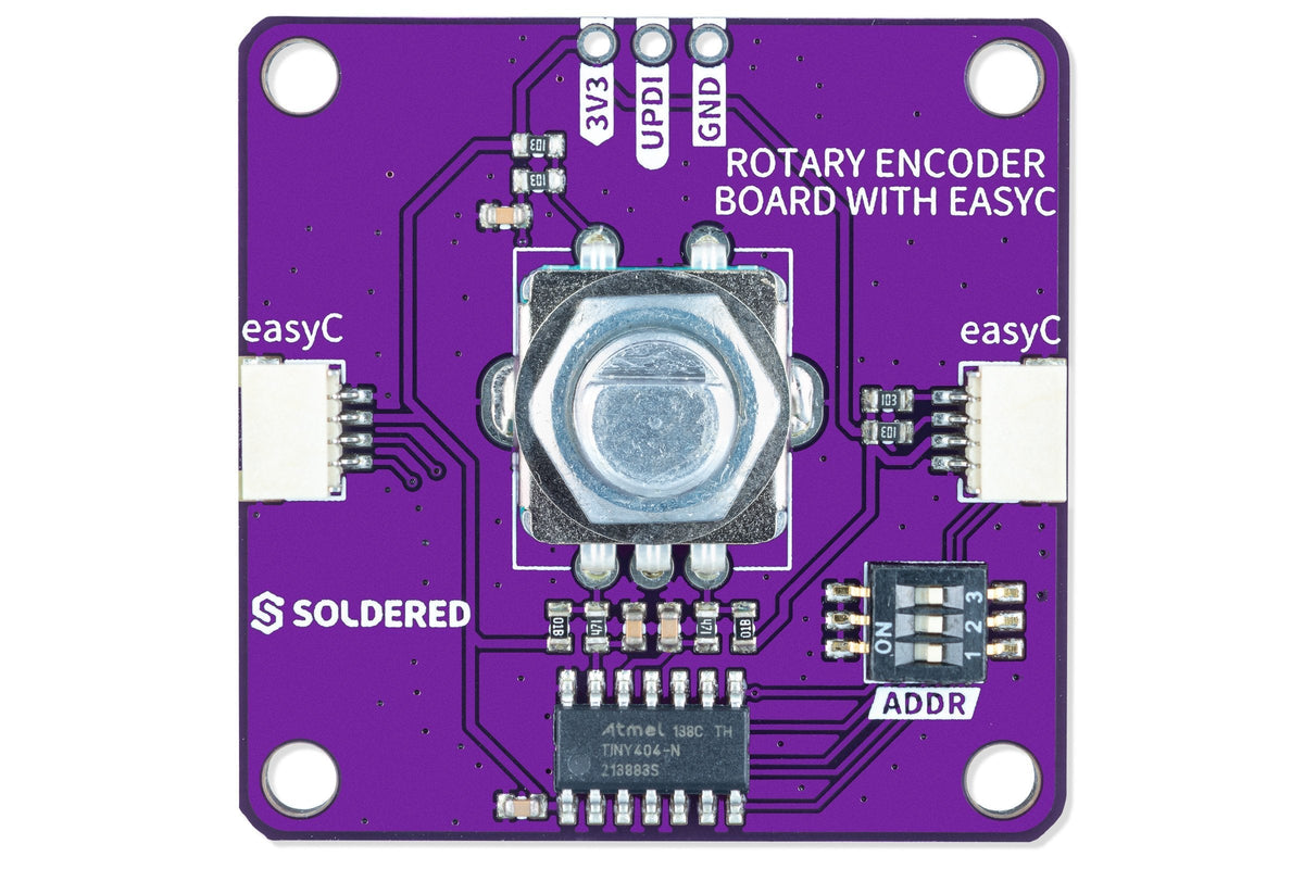 Placă cu Encoder Rotativ, Qwiic și ATtiny404, pentru Meniuri și Reglaje