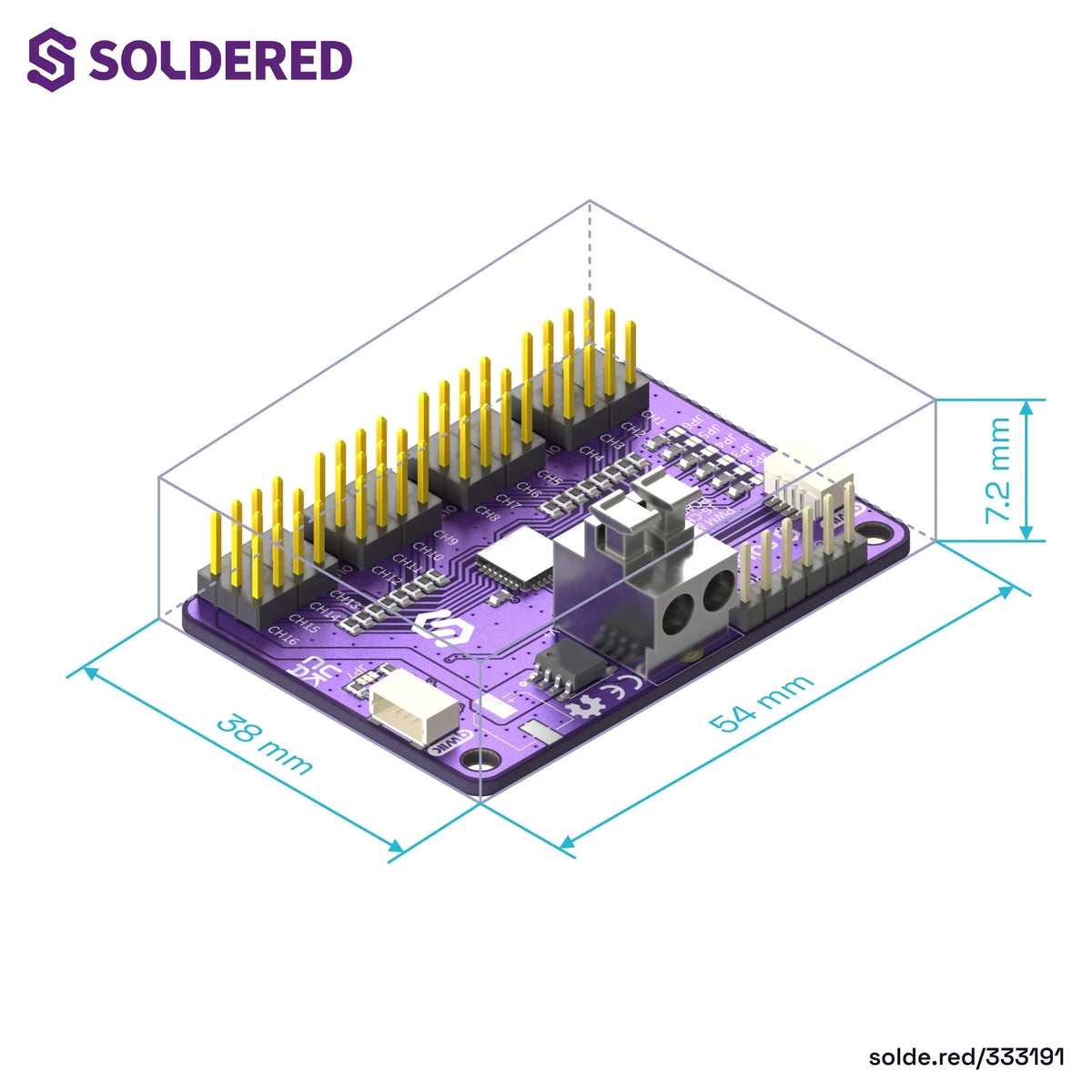 Driver Servo și PWM PCA9685 cu 16 Canale, 12 Biți, I2C și Qwiic
