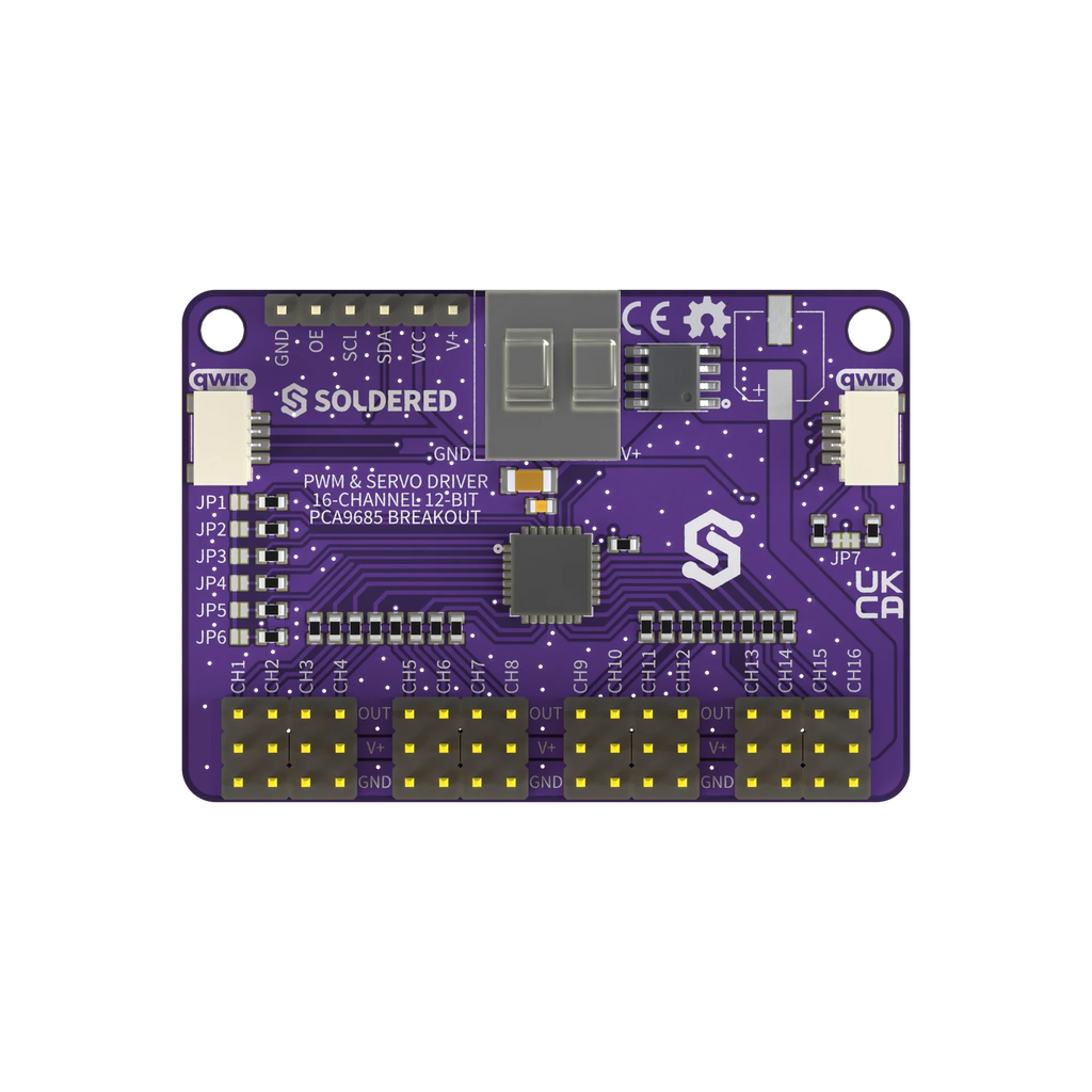 Driver Servo și PWM PCA9685 cu 16 Canale, 12 Biți, I2C și Qwiic