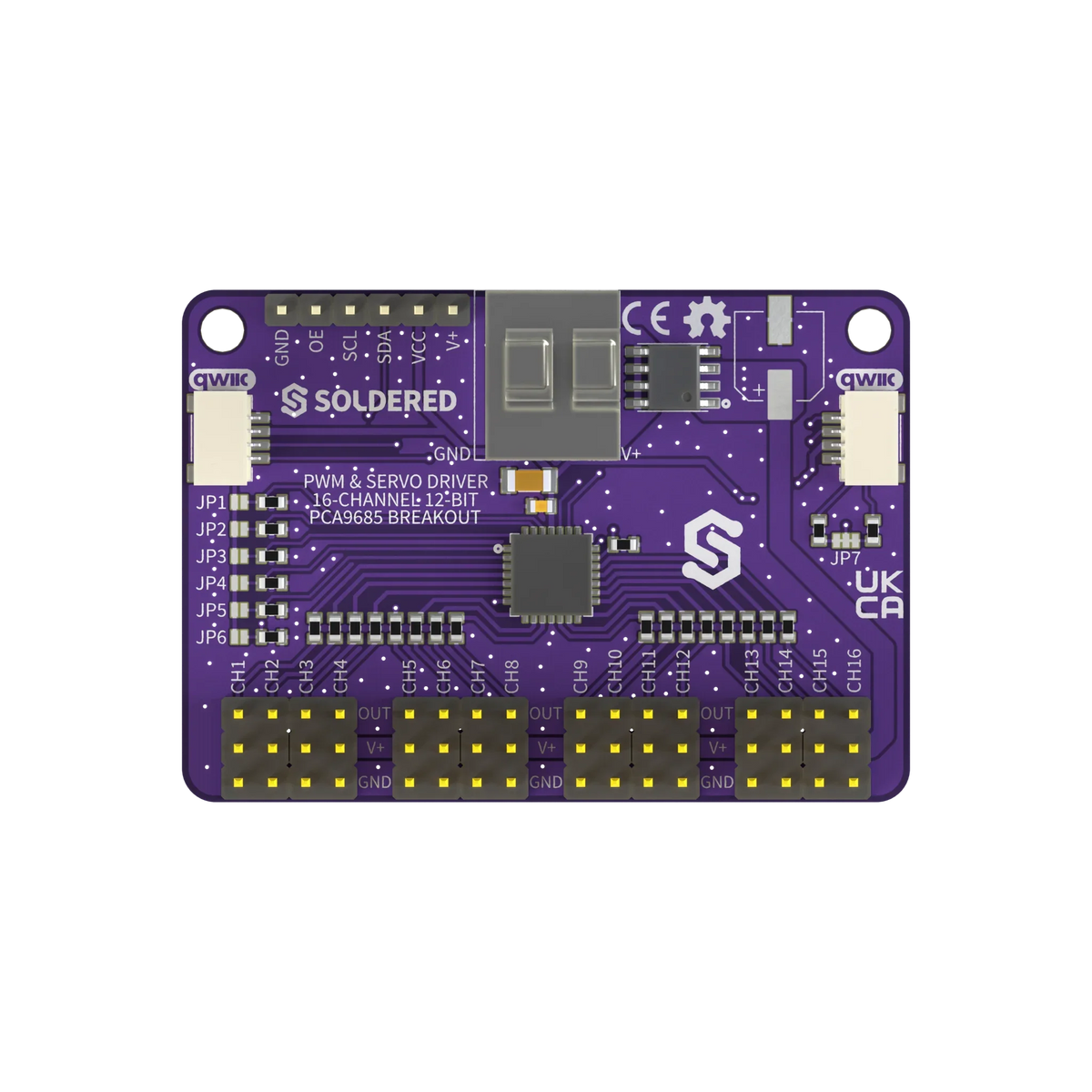 Driver Servo și PWM PCA9685 cu 16 Canale, 12 Biți, I2C și Qwiic