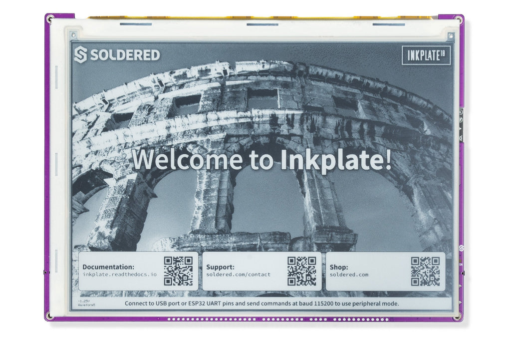 Inkplate 10 afisand un calendar pe ecranul e-paper