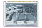 Inkplate 10 afisand un calendar pe ecranul e-paper