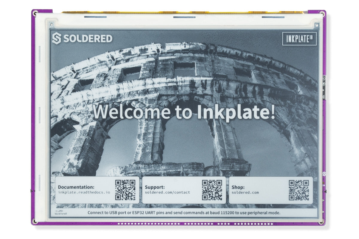 Inkplate 10 afisand un calendar pe ecranul e-paper