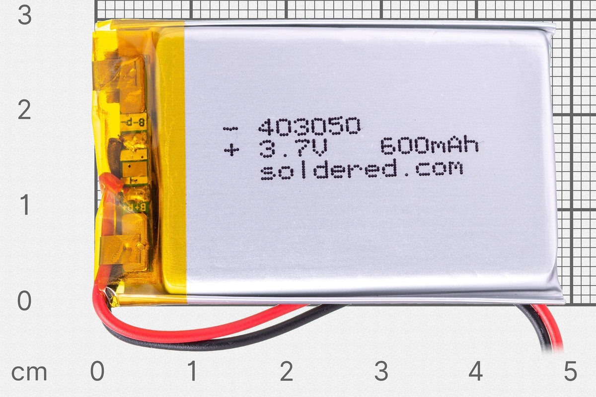 Acumulator Li-Po Ultra-Subțire 600 mAh 3,7 V 403050 cu Conector JST