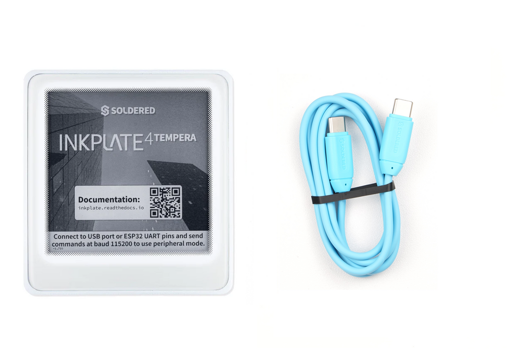 Inkplate 4TEMPERA E-Paper Touchscreen 3,8 inch cu ESP32, Senzori și Acumulator
