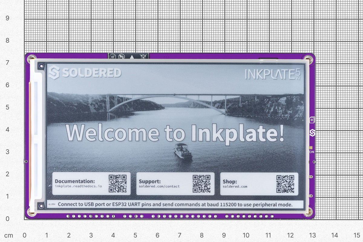 Inkplate 5 Gen2 vedere spate cu conector USB-C si Qwiic