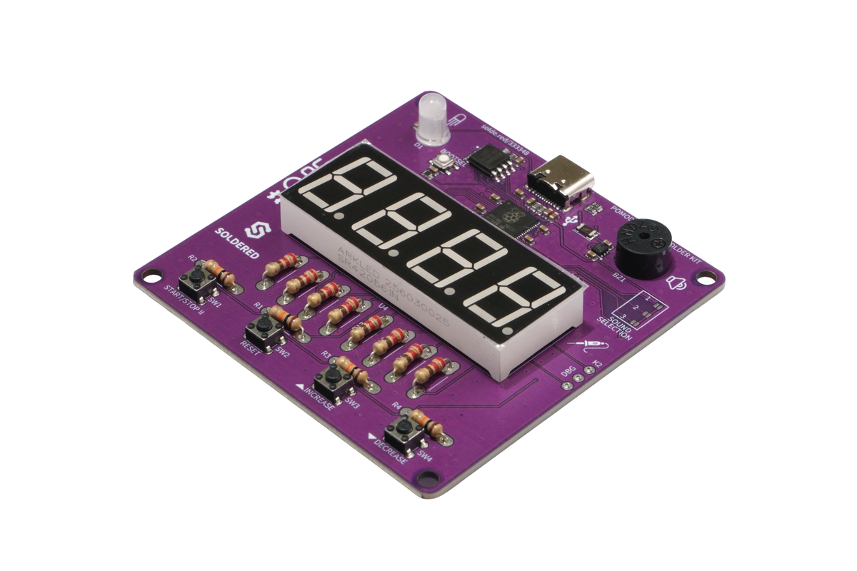 Kit de Lipit Cronometru Pomodoro cu RP2040, Afișaj 7 Segmente și MicroPython