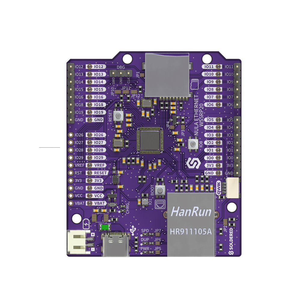 NULA Ethernet W55RP20 Placă Dezvoltare RP2040 cu Ethernet, microSD și Qwiic