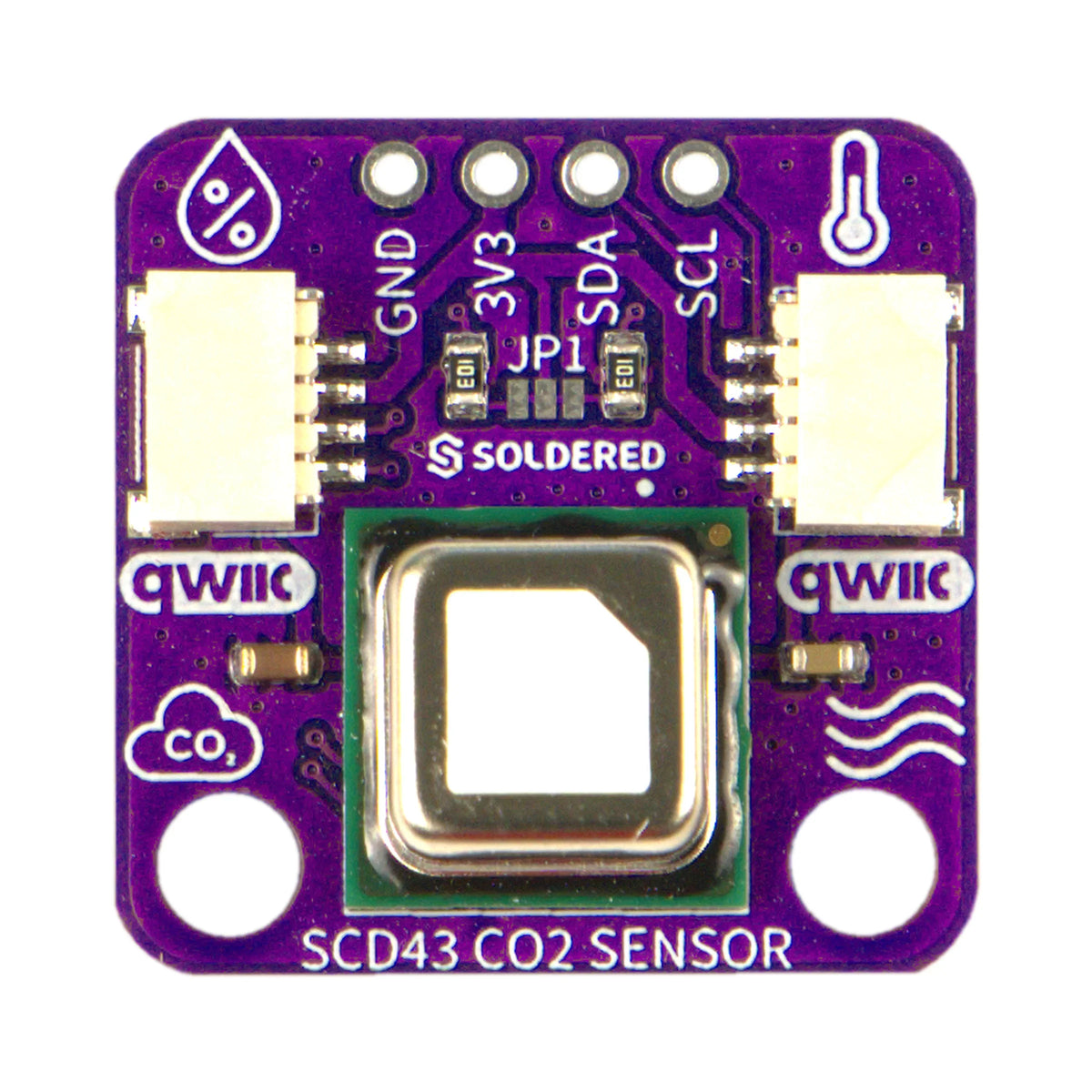 Modul SCD43 vedere de sus cu senzorul Sensirion