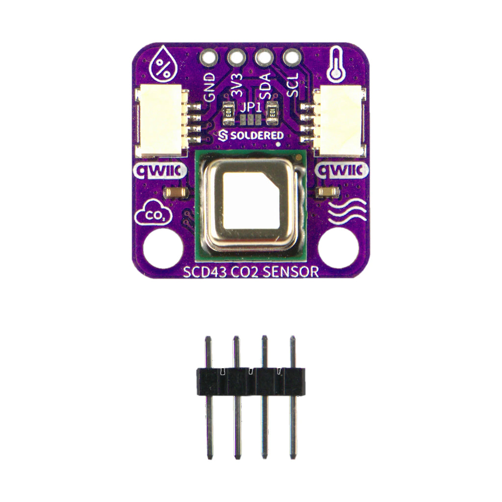 Modul SCD43 comparatie de marime 22x22 mm