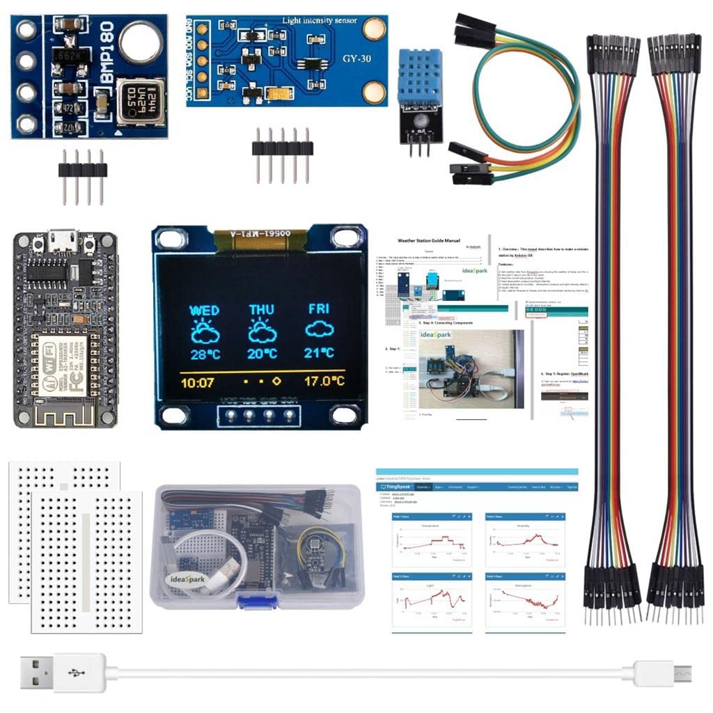 Kit Stație Meteo ESP8266 cu Senzori Temperatură, Umiditate, Presiune și Afișaj OLED