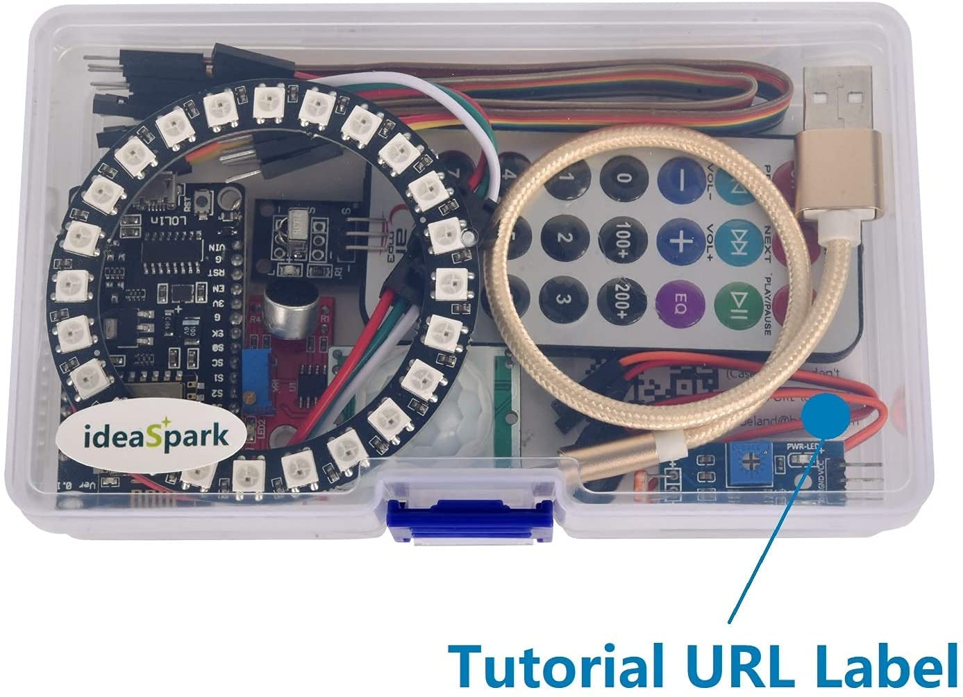 Kit ESP8266 cu Inel LED RGB WS2812B 24 Biți, Senzor Sunet și Telecomandă IR