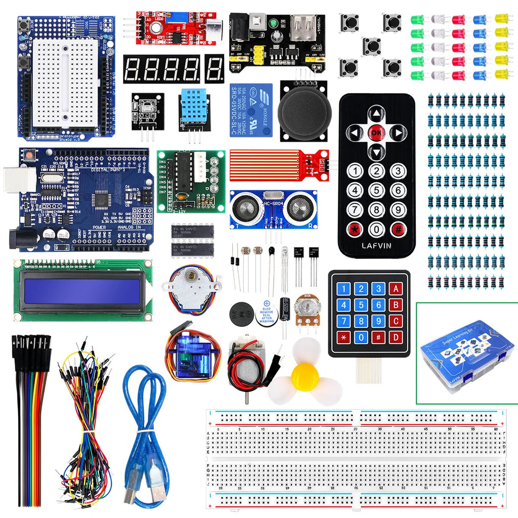 Uno R3 Component List Kit STEAM Arduino Uno R3 complet — pentru începători – BazaIoT