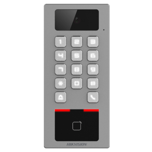 Terminal control acces si videointerfon Hikvision DS-K1T502DBWX-C, card Mifare, PIN, camera 2MP