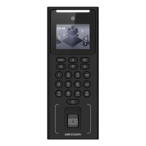 Terminal control acces Hikvision DS-K1T321MFWX, recunoastere faciala, amprenta, card Mifare, Wi-Fi