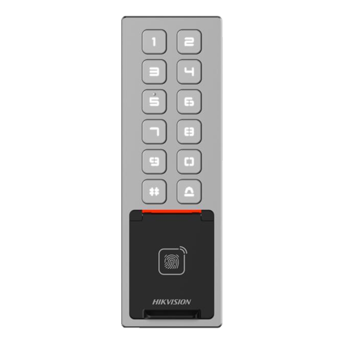 Terminal control acces Hikvision DS-K1T805MBFWX, amprenta, card Mifare, PIN, Bluetooth, Wi-Fi, IP65