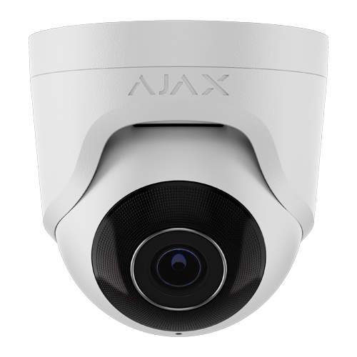 Camera IP turret 4K Ajax TurretCam alba, lentila 4 mm, IR 35 m, microfon, microSD, PoE, IP65