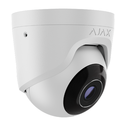 Camera IP turret 4K Ajax TurretCam alba, lentila 4 mm, IR 35 m, microfon, microSD, PoE, IP65