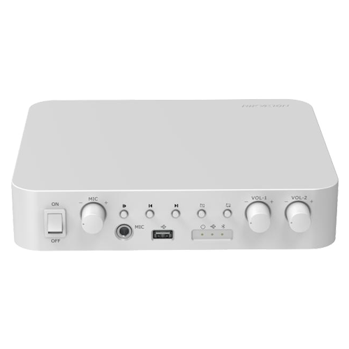 Amplificator audio Hikvision DS-QAE0A60G1-VB 60 W, 2 zone, Bluetooth, USB, iesire 100 V, microfon