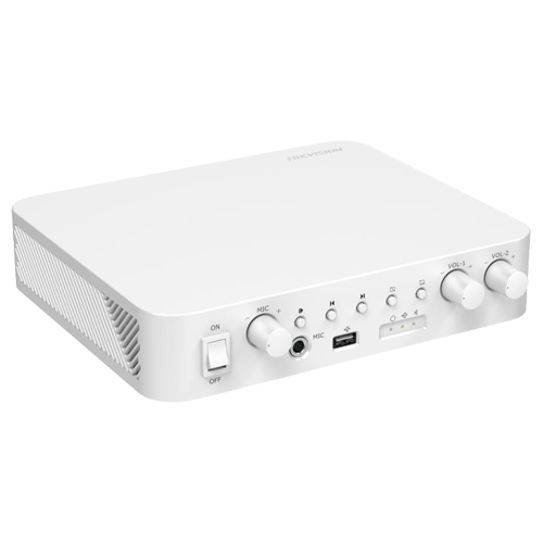 Amplificator audio Hikvision DS-QAE0A60G1-VB 60 W, 2 zone, Bluetooth, USB, iesire 100 V, microfon