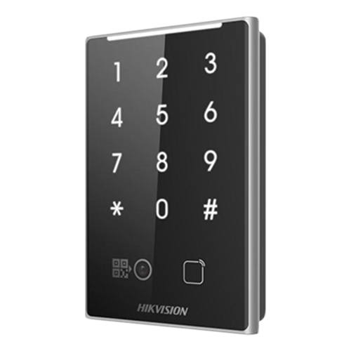 Cititor control acces Hikvision DS-K1109DKB-QR cu card Mifare, cod QR, tastatura, Wiegand, RS-485
