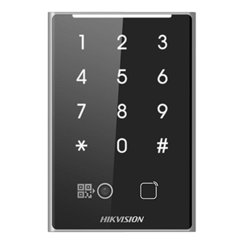 Cititor control acces Hikvision DS-K1109DKB-QR cu card Mifare, cod QR, tastatura, Wiegand, RS-485