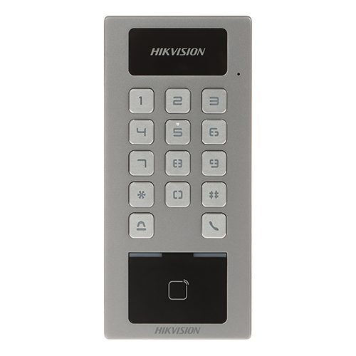 Terminal control acces si interfon Hikvision DS-K1T502DBWX, card Mifare, PIN, Bluetooth, Wi-Fi, IP65