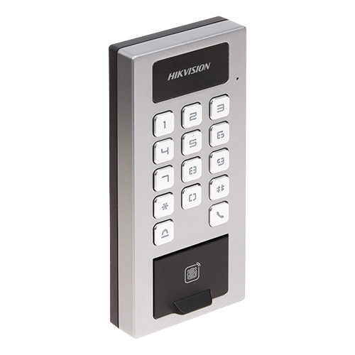 Terminal control acces si interfon Hikvision DS-K1T502DBFWX, amprenta, card, PIN, Wi-Fi, Bluetooth