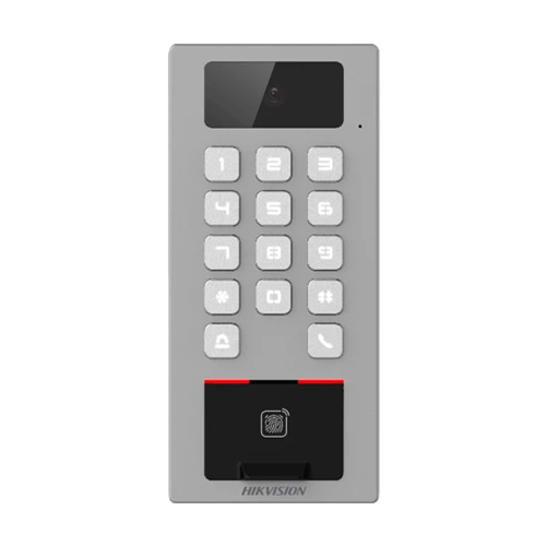 Terminal control acces si videointerfon Hikvision DS-K1T502DBFWX-C, amprenta, card, PIN, camera 2MP
