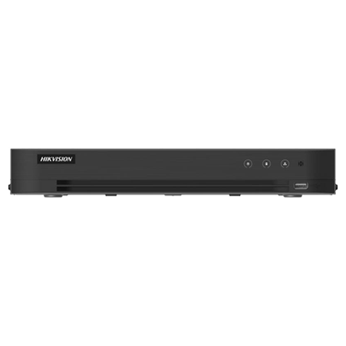 DVR hibrid 16 canale Hikvision AcuSense iDS-7216HQHI-M1-XT, 5MP + 8 IP, alarma, 1 HDD 12 TB, HDMI 4K