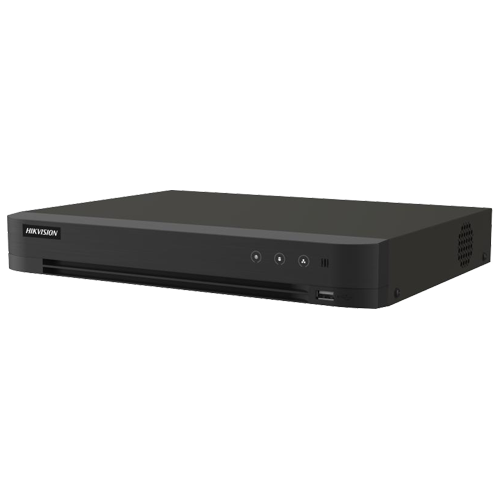 DVR hibrid 16 canale Hikvision AcuSense iDS-7216HQHI-M1-XT, 5MP + 8 IP, alarma, 1 HDD 12 TB, HDMI 4K