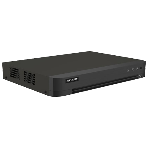 DVR hibrid 16 canale Hikvision AcuSense iDS-7216HQHI-M1-XT, 5MP + 8 IP, alarma, 1 HDD 12 TB, HDMI 4K